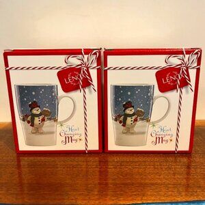 Pair of Lenox 16oz Heat Changing Snowman Magic Mugs Cups NWT